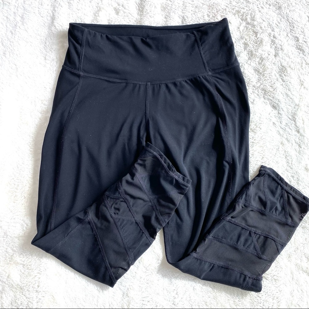 Athleta Mesh Cropped Leggings Black Size Small